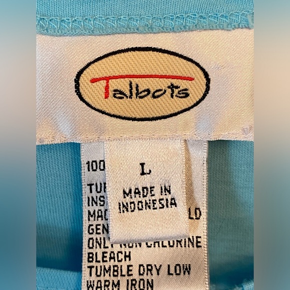 Talbots Size Large shirt top Knit Keyhole Tassel 3/4 Sleeve Top - Picture 2 of 9